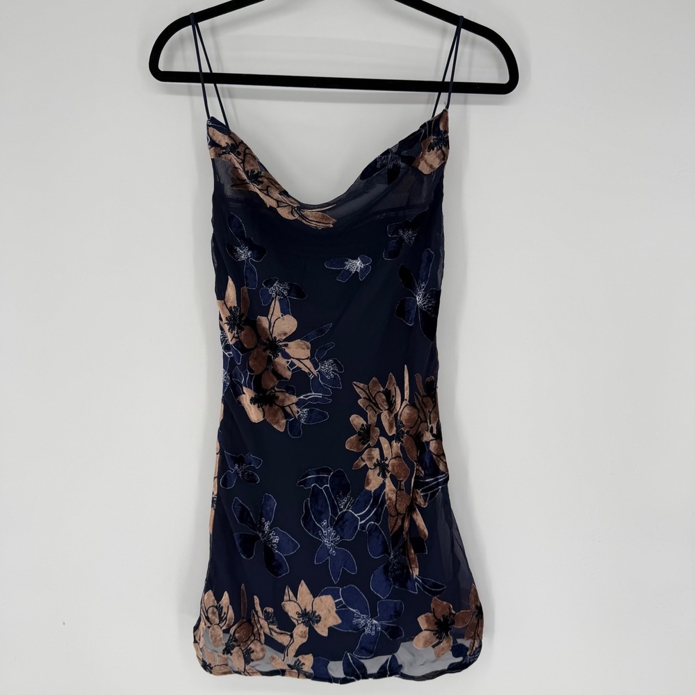 HELLO MOLLY NINETY KISSES DRESS BLUE MOCHA NWT SM VELVET BURNOUT DARK COQUETTE